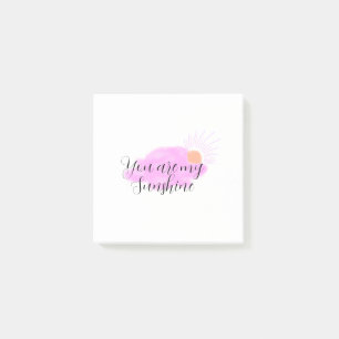 you are my sunshine pink purple sun rays clouds post-it notes