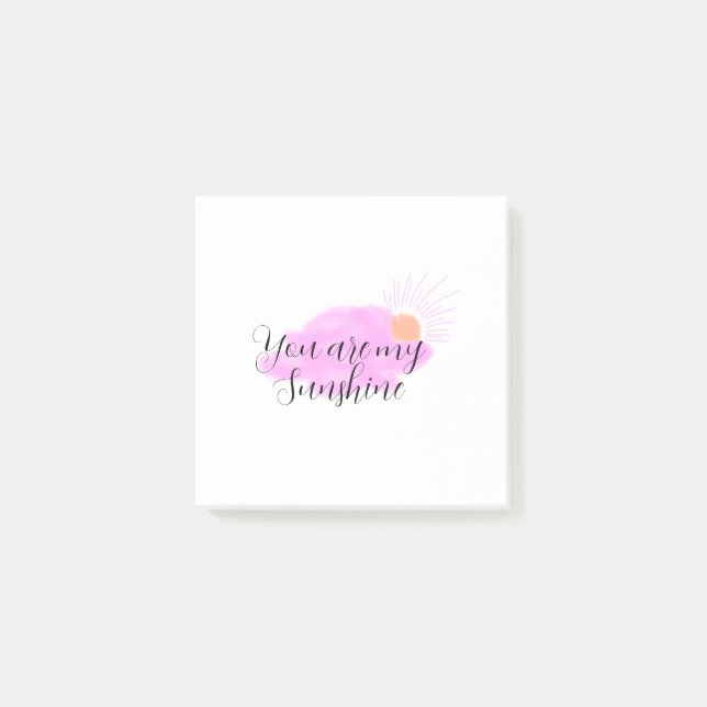 you are my sunshine pink purple sun rays clouds post-it notes (Front)