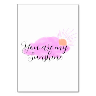 you are my sunshine pink purple sun rays clouds table number