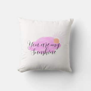 you are my sunshine pink purple sun rays clouds throw pillow