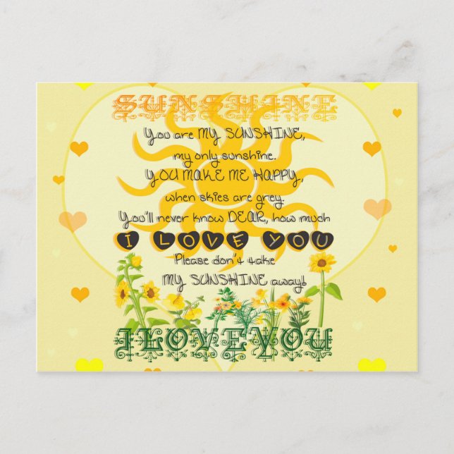 You Are My Sunshine Postcard (Front)