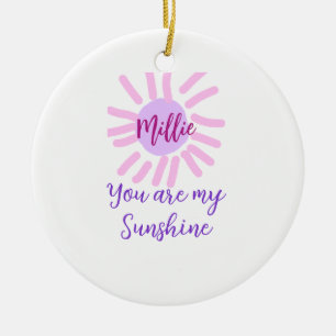 you are my sunshine purple pink pastel sun rays mo ceramic ornament
