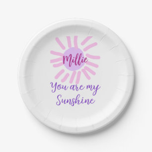 you are my sunshine purple pink pastel sun rays mo paper plate