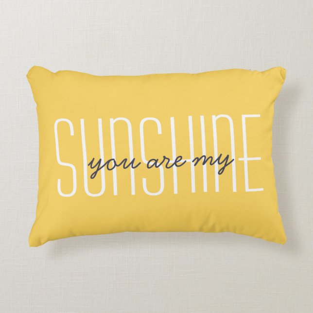You Are My Sunshine Quote Cute Yellow Lumbar Throw Accent Pillow (Front)