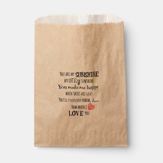 You are my Sunshine Quote Favour Bag (Front)