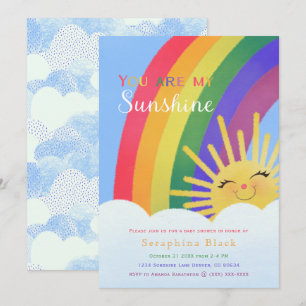 You Are My Sunshine Rainbow Sprinkle Baby Shower I Invitation