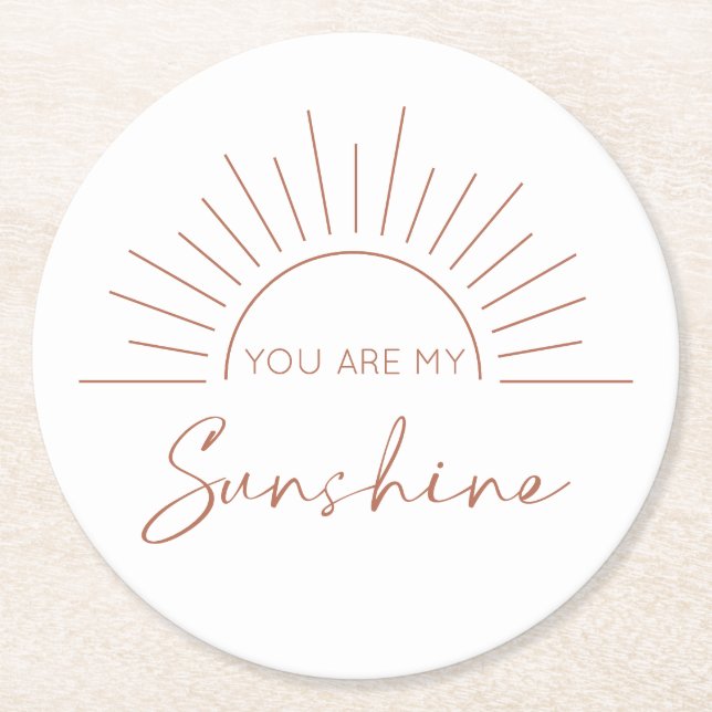 You Are My Sunshine Round Paper Coaster (Front)