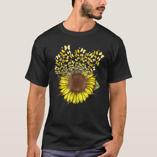 You Are My Sunshine Sunflower And Butterflies T-Shirt (Front)