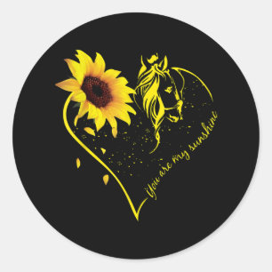 You Are My Sunshine Sunflower And Horse Classic Round Sticker