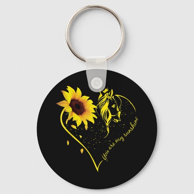 You Are My Sunshine Sunflower And Horse Keychain (Front)