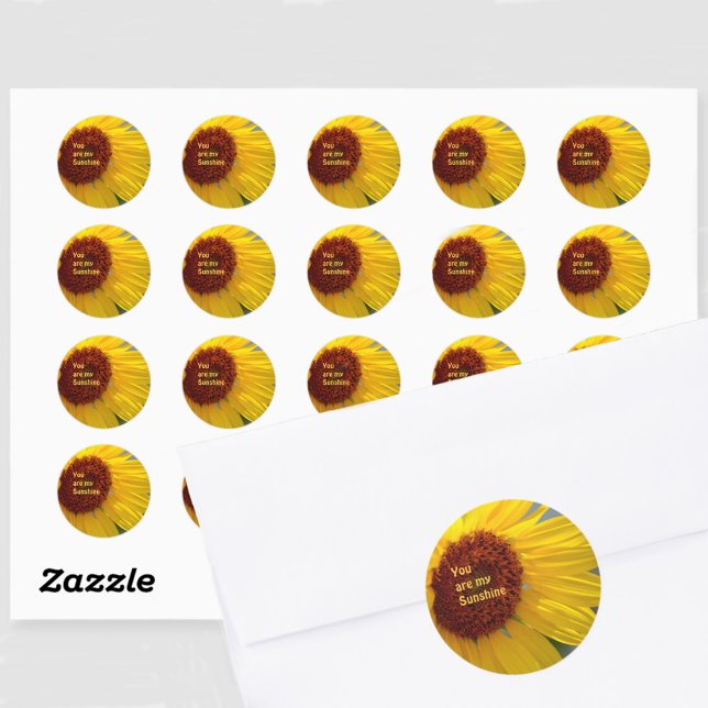 You are my Sunshine Sunflower  Classic Round Sticker (Creator Uploaded)