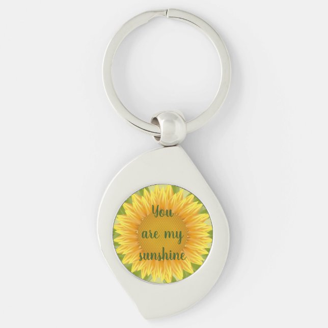 You are my Sunshine Sunflower Flower Quote art Keychain (Front)