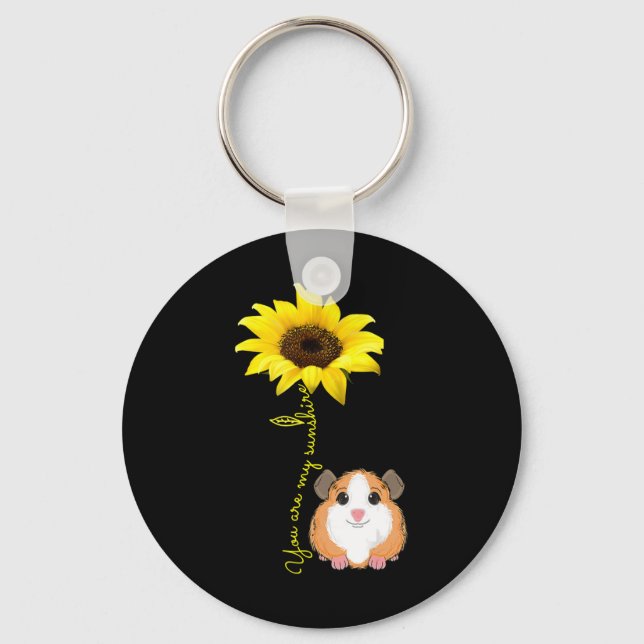 You Are My Sunshine Sunflower Guinea Pig Mom Keychain (Front)