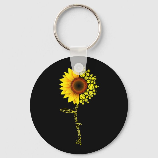 You Are My Sunshine Sunflower Softball Keychain (Front)
