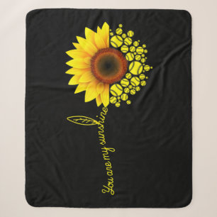 You Are My Sunshine Sunflower Softball Sherpa Blanket