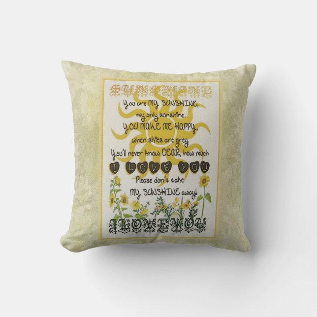 You are my sunshine throw pillow (Front)