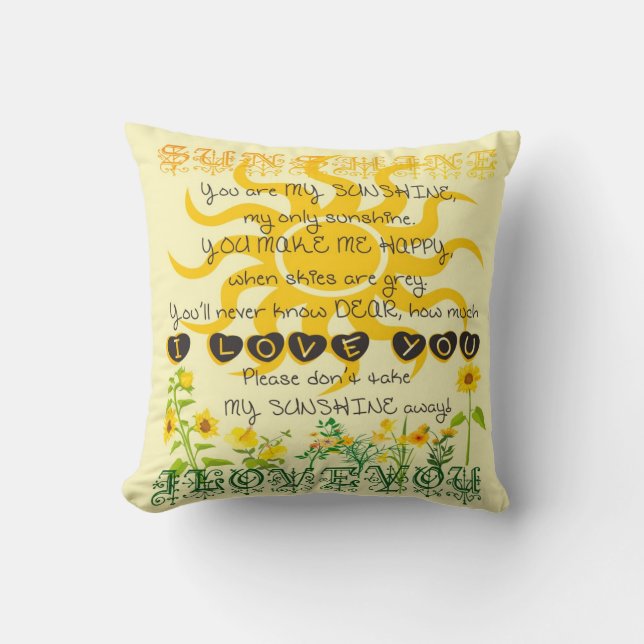 You are my Sunshine Throw Pillow (Front)