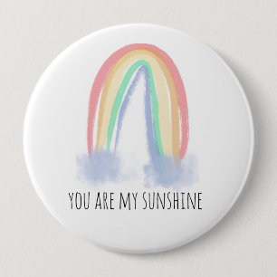 You are my sunshine watercolor painted rainbow 4 inch round button