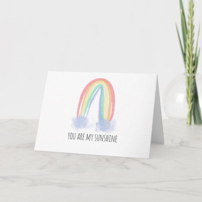 You are my sunshine watercolor painted rainbow  announcement (Front)