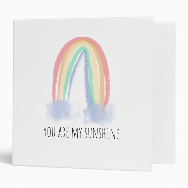 You are my sunshine watercolor painted rainbow  binder (Front/Inside)