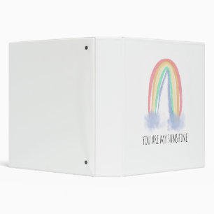 You are my sunshine watercolor painted rainbow   binder