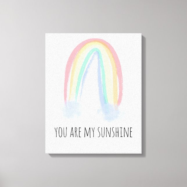 You are my sunshine watercolor painted rainbow  canvas print (Front)