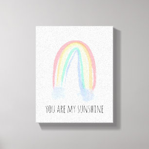You are my sunshine watercolor painted rainbow  canvas print