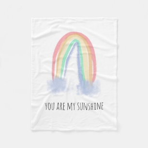 You are my sunshine watercolor painted rainbow fleece blanket