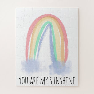 You are my sunshine watercolor painted rainbow  jigsaw puzzle