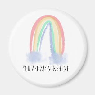 You are my sunshine watercolor painted rainbow magnet