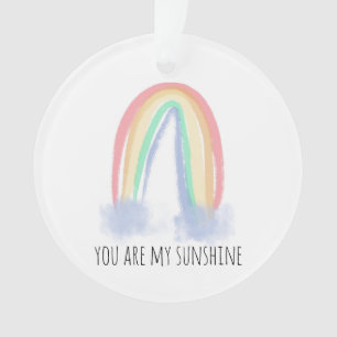 You are my sunshine watercolor painted rainbow  ornament