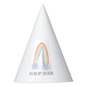You are my sunshine watercolor painted rainbow party hat