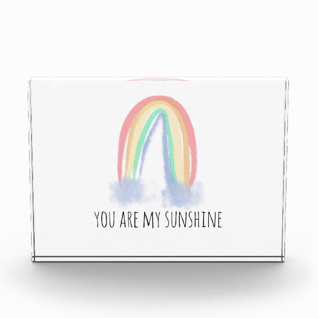 You are my sunshine watercolor painted rainbow  photo block (Front)