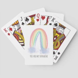 You are my sunshine watercolor painted rainbow playing cards
