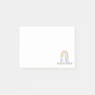 You are my sunshine watercolor painted rainbow post-it notes