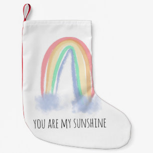 You are my sunshine watercolor painted rainbow  small christmas stocking
