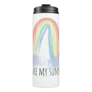 You are my sunshine watercolor painted rainbow  thermal tumbler