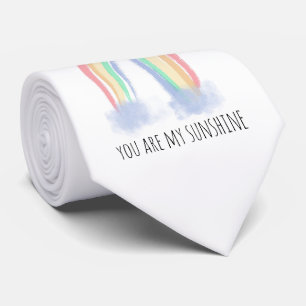 You are my sunshine watercolor painted rainbow  tie