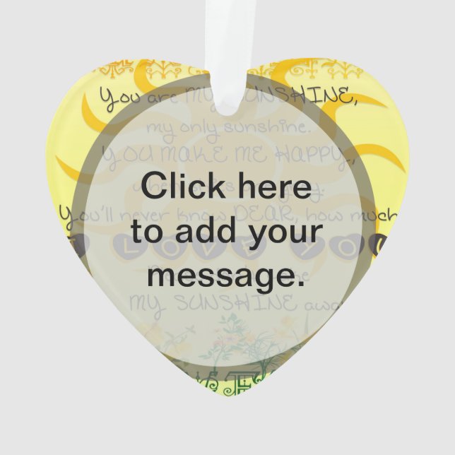 You are My Sunshine with Flowers in Yellow Ornament (Back)
