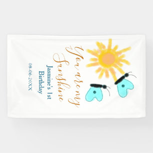 You are my sunshine yellow orange sun blue butterf banner