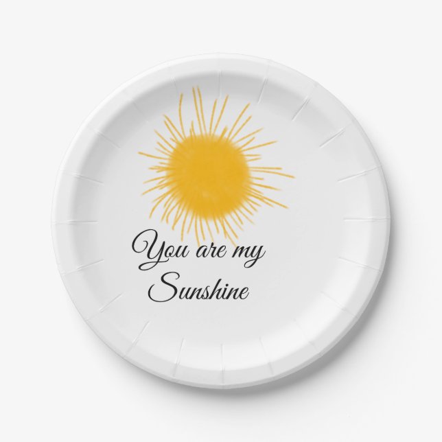 you are my sunshine yellow orange sun rays add nam paper plate (Front)