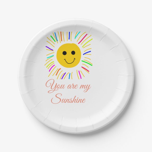 you are my sunshine yellow orange sun rays add nam paper plate (Front)