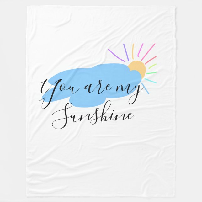 you are my sunshine yellow orange sun rays clouds fleece blanket (Front)