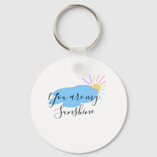 you are my sunshine yellow orange sun rays clouds keychain