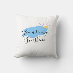 you are my sunshine yellow orange sun rays clouds throw pillow