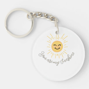 you are my sunshine yellow orange sun rays smiley keychain