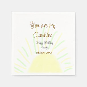You are my sunshine yellow pastel birthday add nam napkin