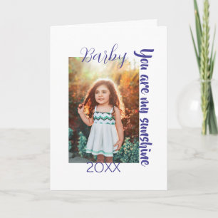 you are my sunshine yellow PHOTO NAME YEAR PURPLE Card