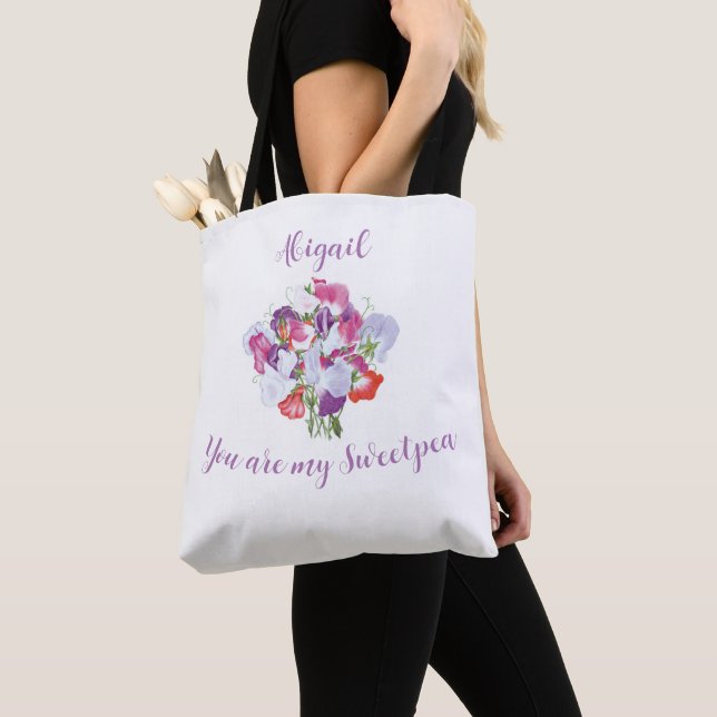 You Are My Sweetpea Personalized Tote Bag (Close Up)