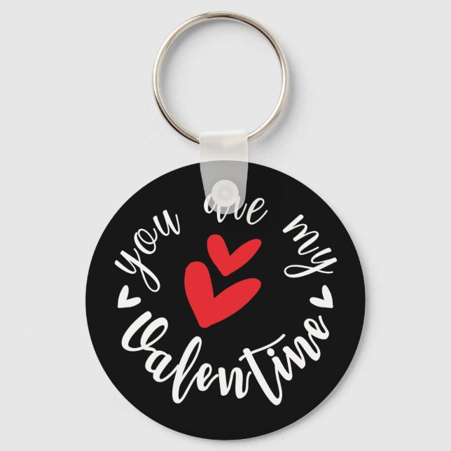 You are my Valentine, two little hearts Keychain (Front)